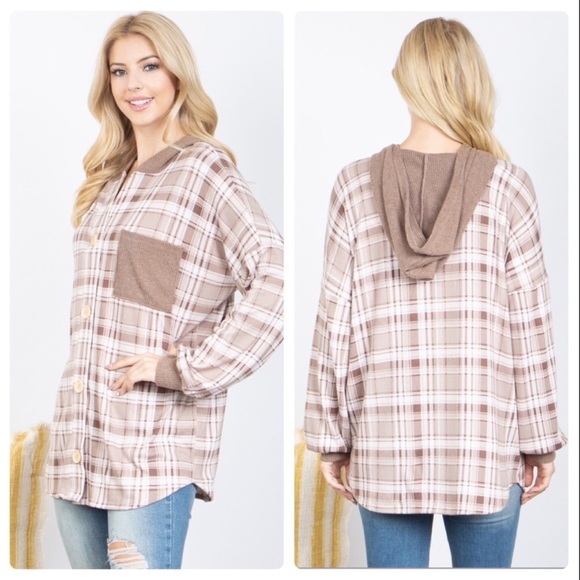 NWT Super Soft Hooded Plaid Shacket - Picture 5 of 9